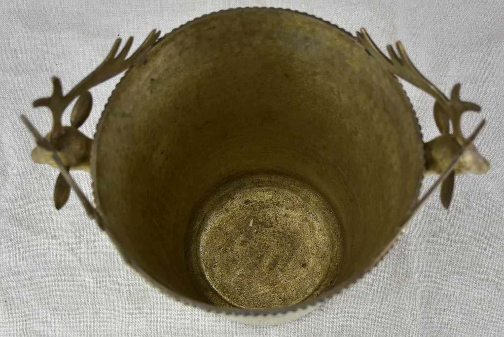 Mid century French ice bucket with moose head handles