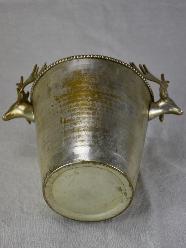 Mid century French ice bucket with moose head handles
