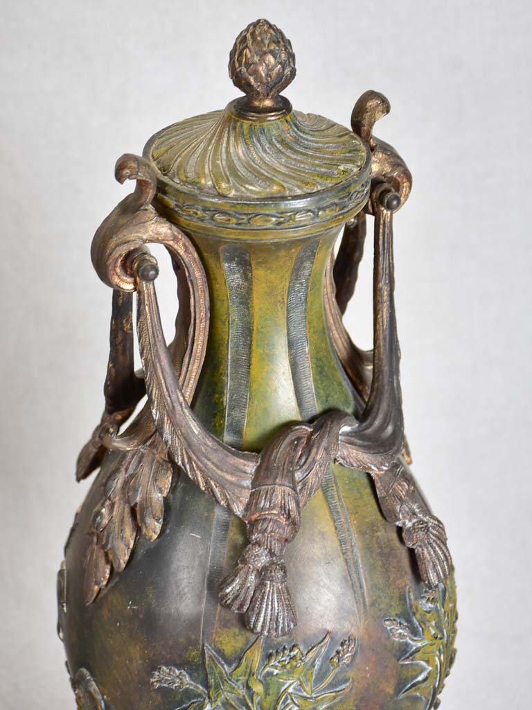 Napoleon III mantle clock with matching ornamental urns