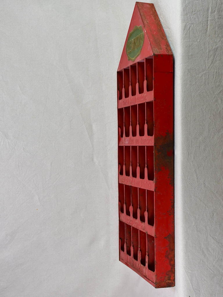 Paysan seed display from the 1940's /50's with red patina and pitched roof 19¼"