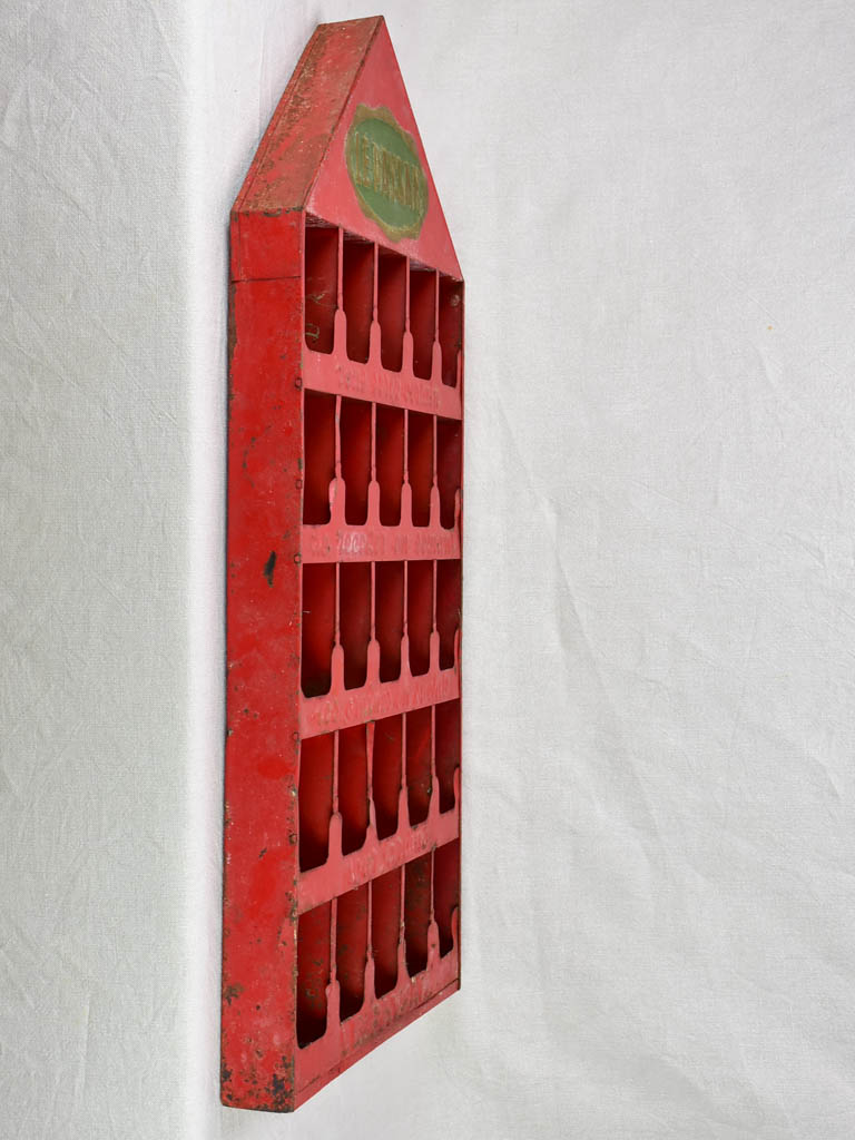 Paysan seed display from the 1940's /50's with red patina and pitched roof 19¼"