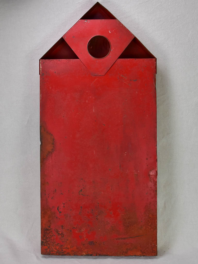 Paysan seed display from the 1940's /50's with red patina and pitched roof 19¼"