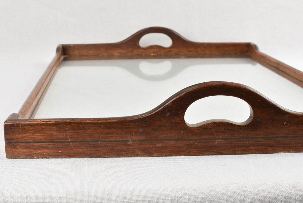 Antique French platter - glass and rosewood 24"