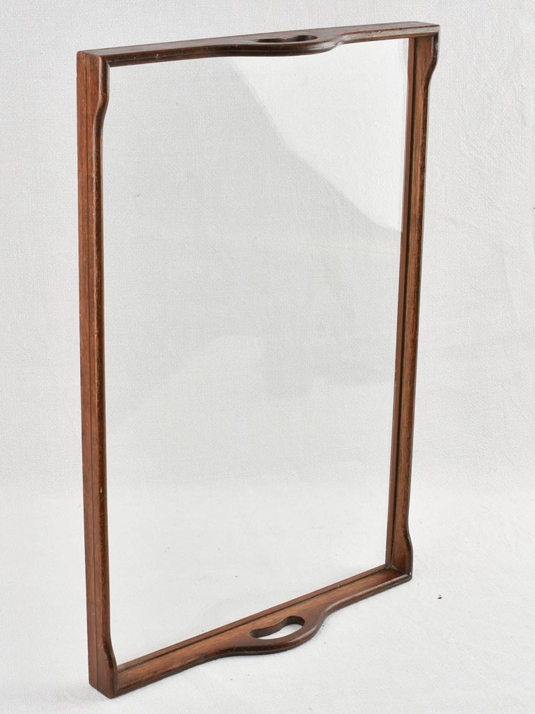 Antique French platter - glass and rosewood 24"