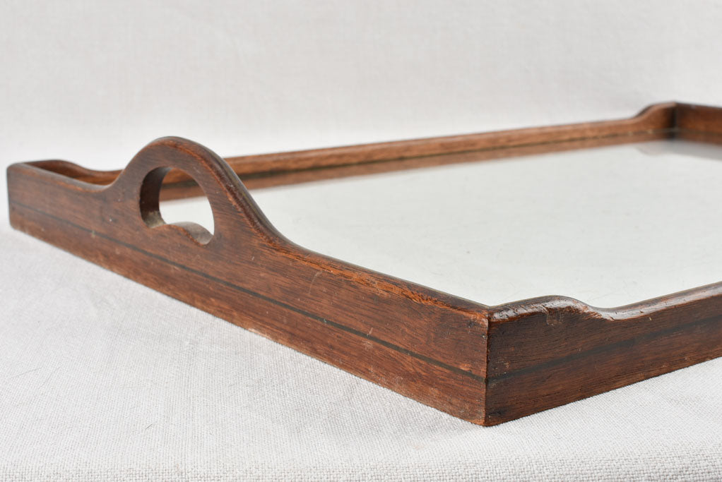 Antique French platter - glass and rosewood 24"