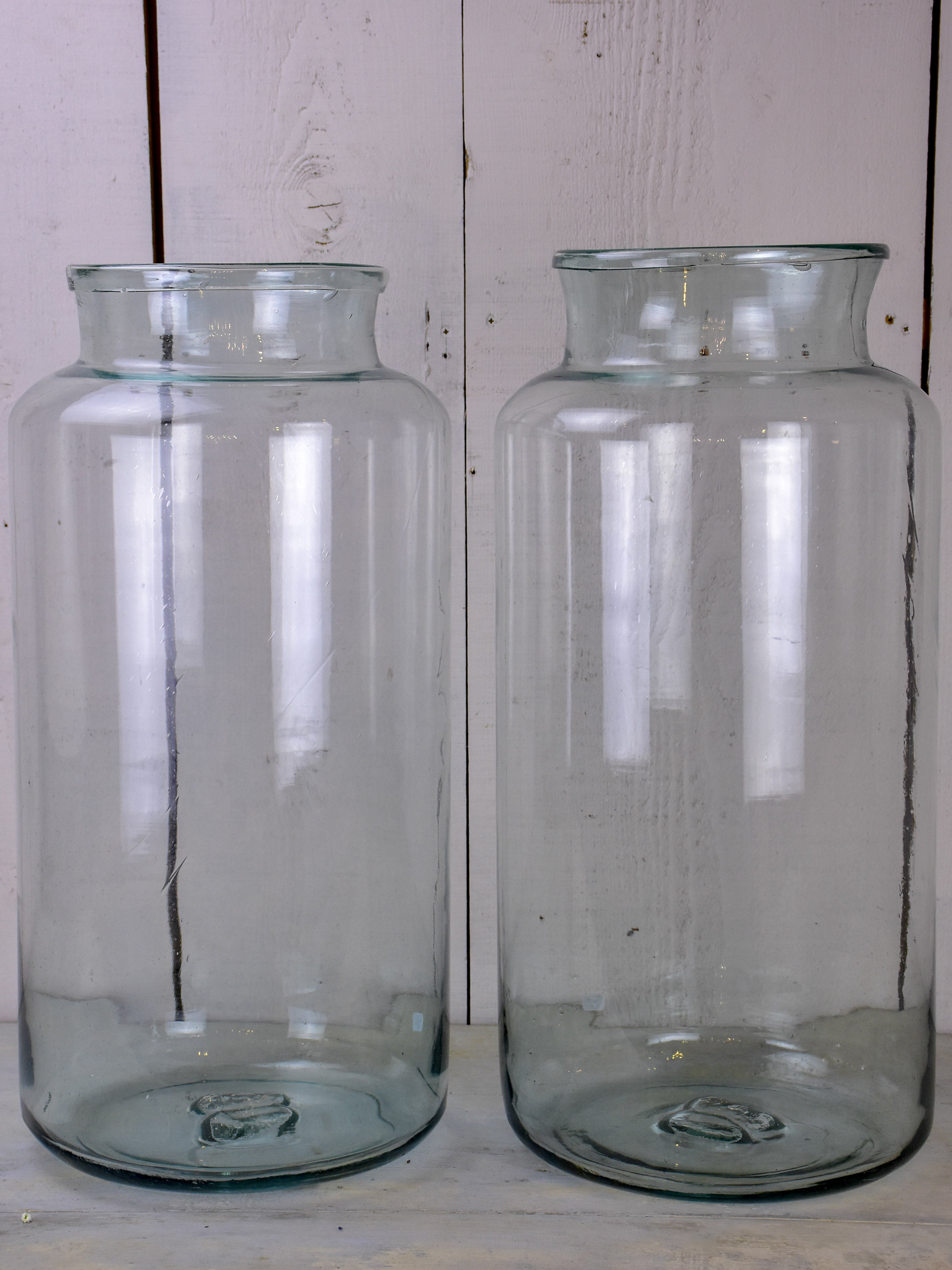 Pair of extra-large Bohemian glass jars / vases