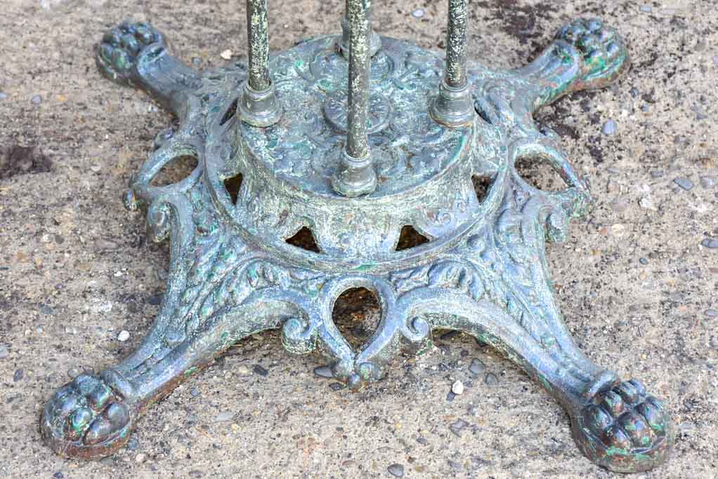 Antique Parisian garden table with three chairs - green