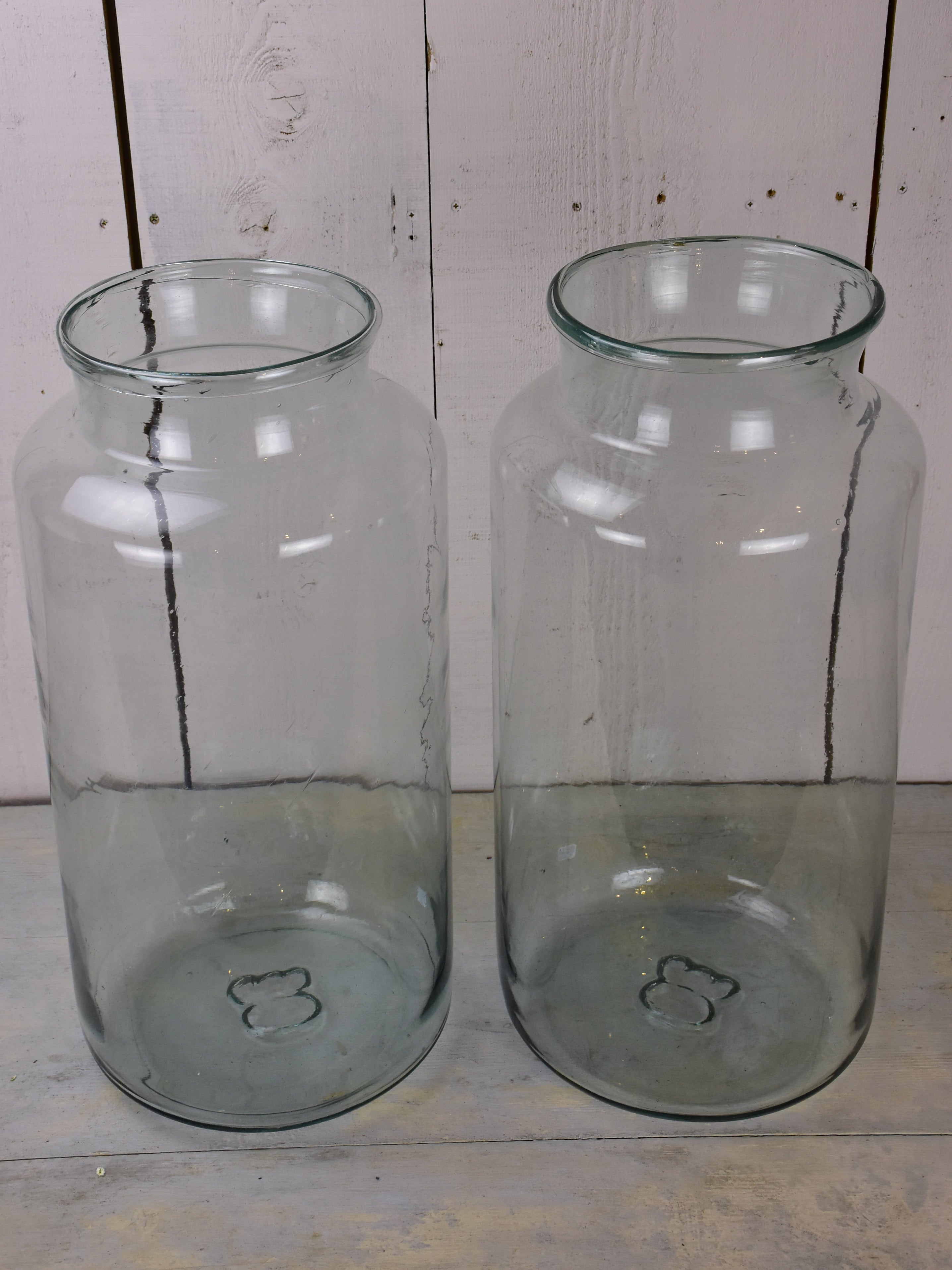 Pair of extra-large Bohemian glass jars / vases