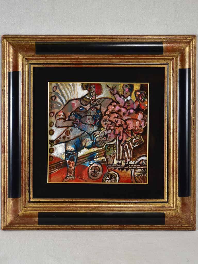 Mixed media gouache collage by Theo Tobiasse (1927-2012) titled Artistes Muses et Volupté 22½" x 22½"