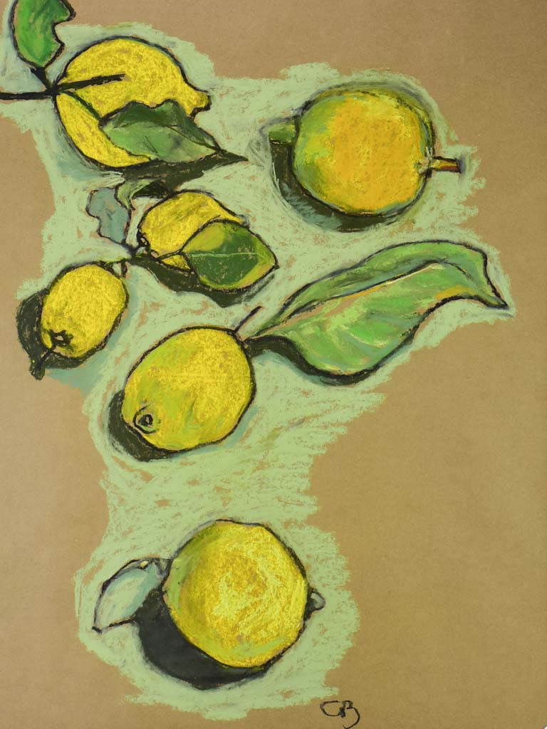 Lemons still life - Caroline Beauzon - pastel on craft paper 24½" x 34¼"