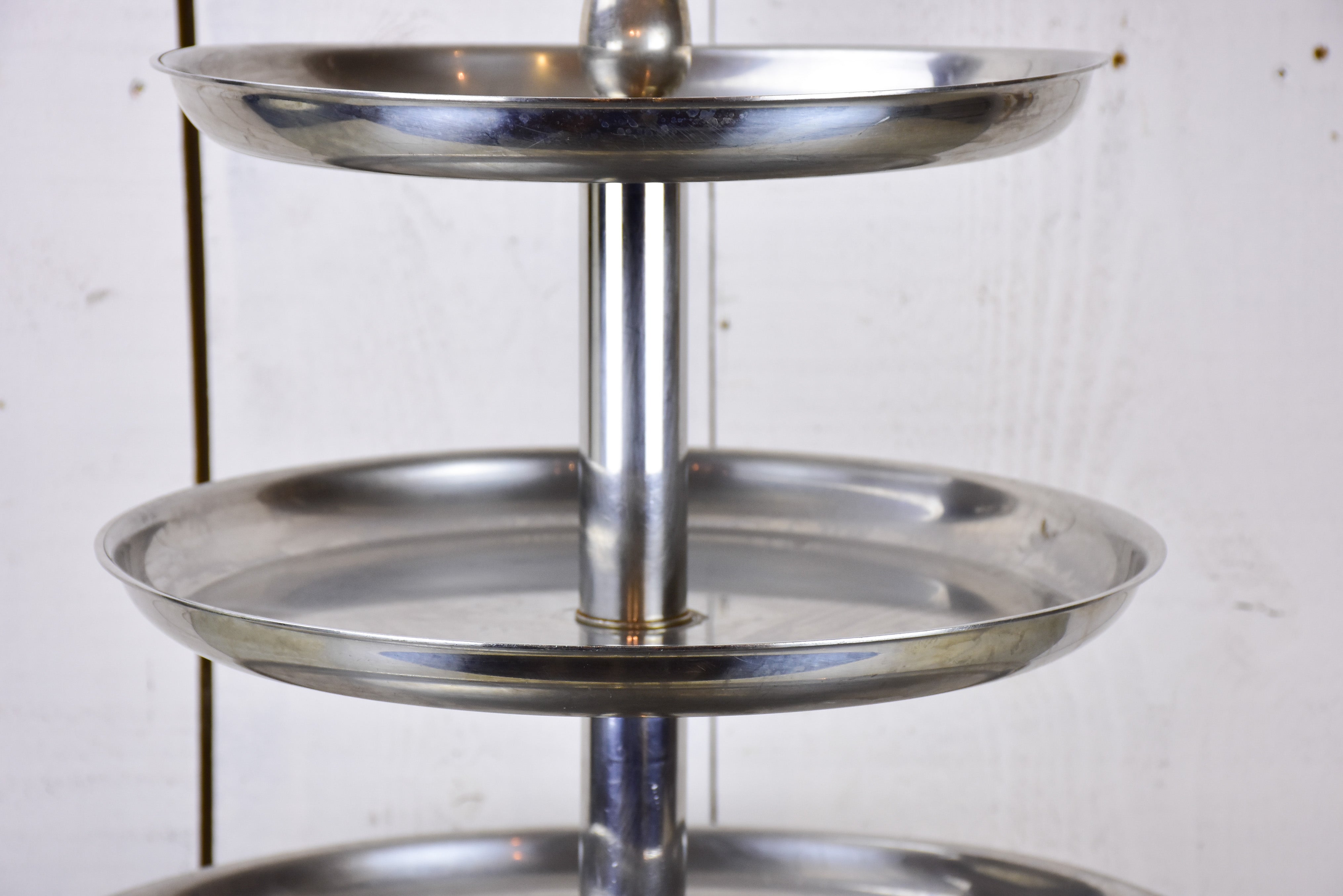 Large antique French three-tiered serving stand