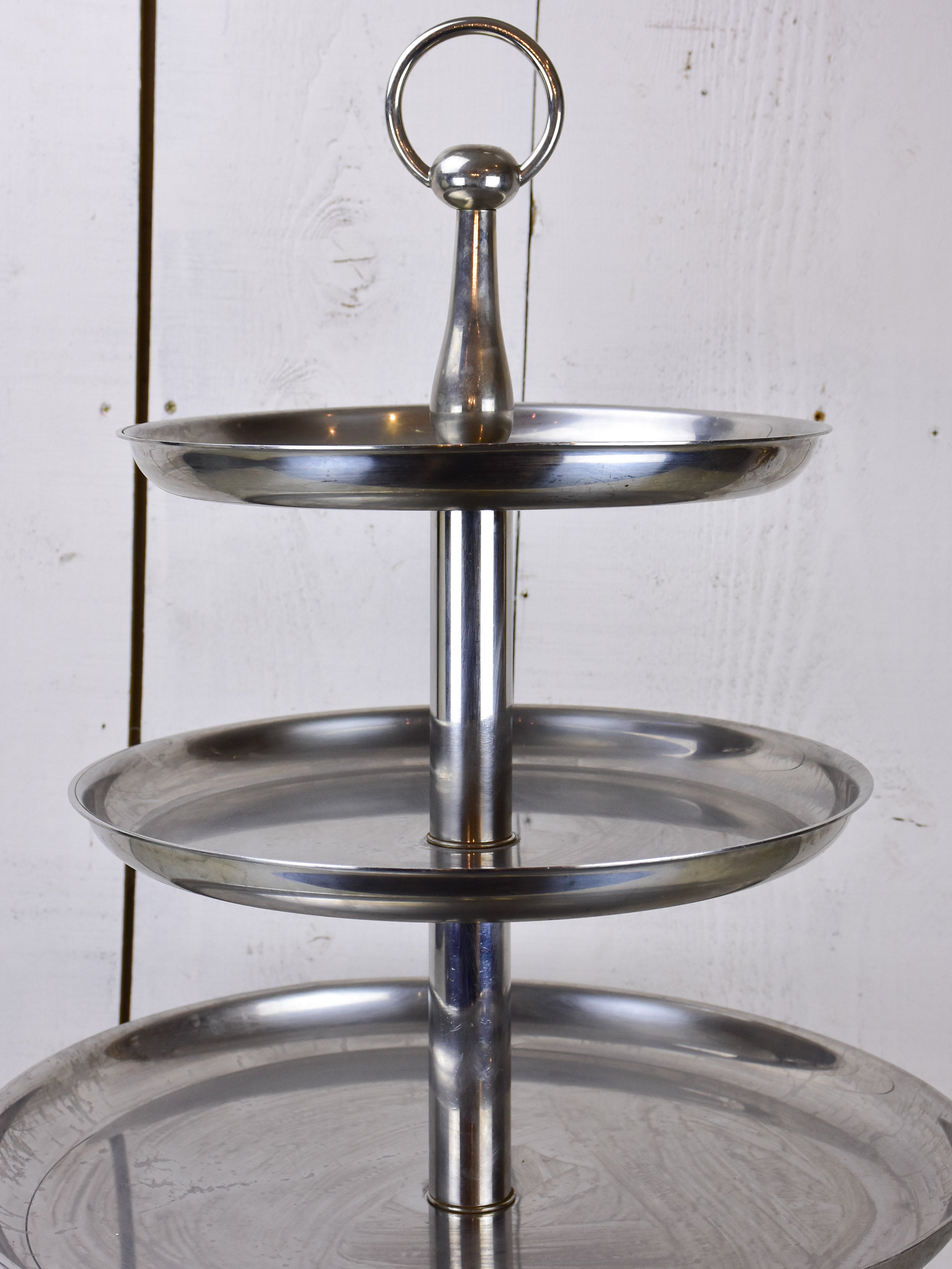 Large antique French three-tiered serving stand