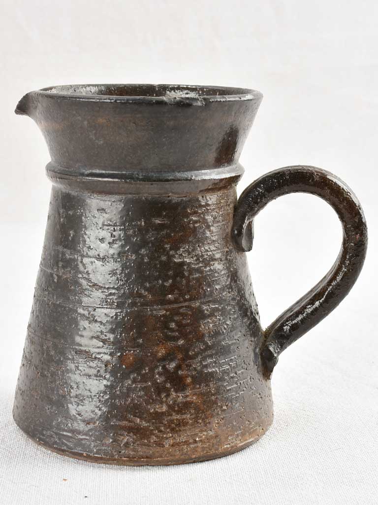 Small tapered vintage pitcher with black glaze - Vallauris - Jean Marais - 6¾"