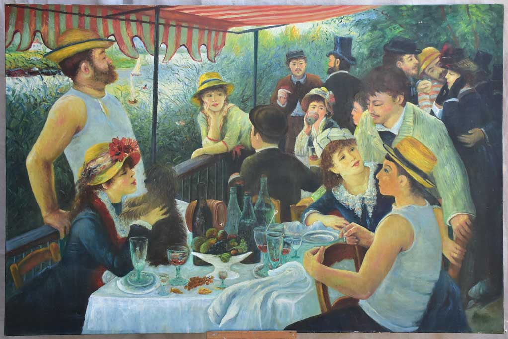 Mid century painting - study of Luncheon of the Boating Party, Renoir 59 x 39""