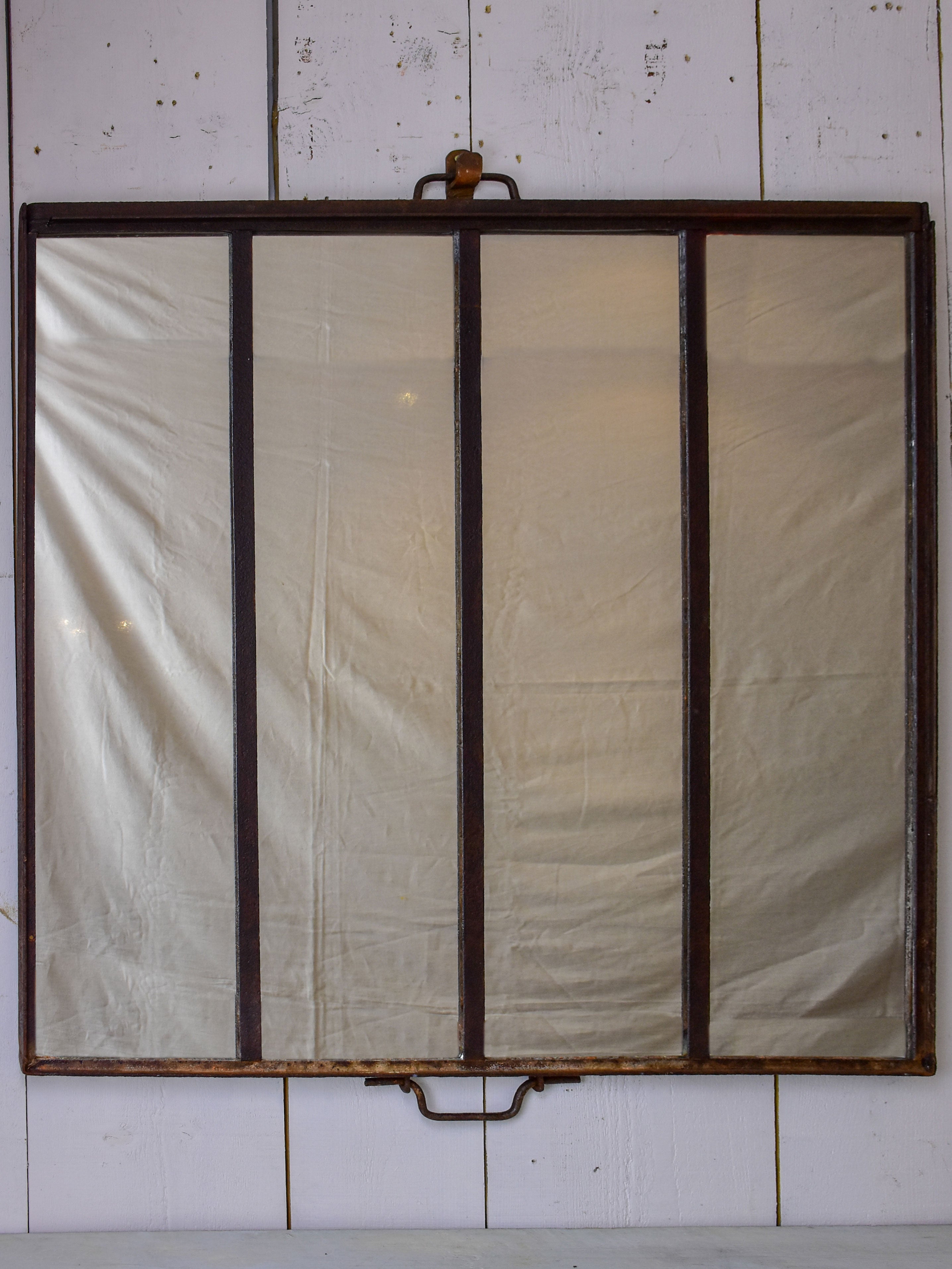 Rustic French mirror made with salvaged iron frames