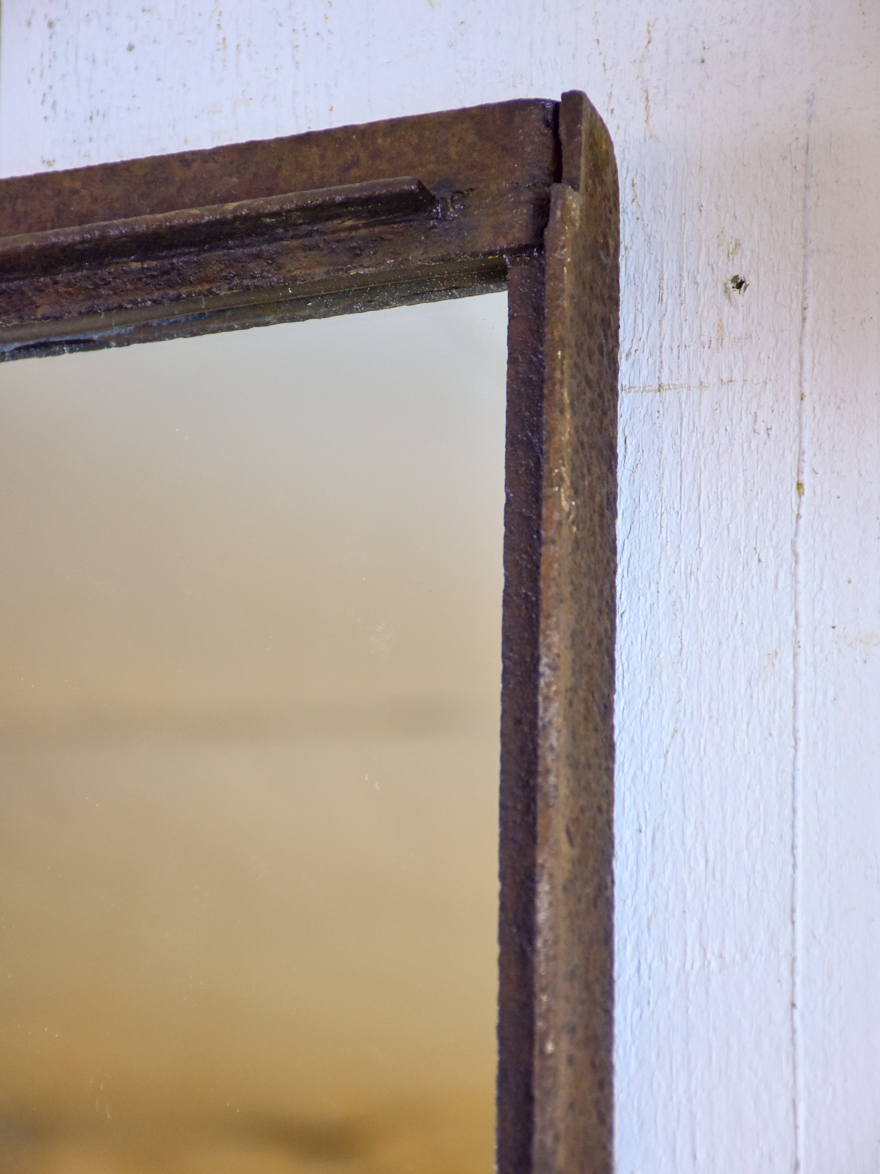 Rustic French mirror made with salvaged iron frames