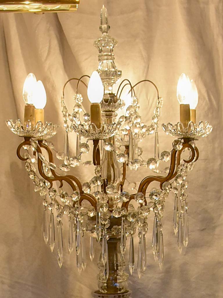 Late 19th Century crystal and bronze floor lamp 72¾"
