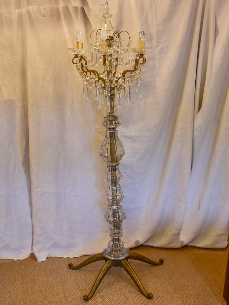Late 19th Century crystal and bronze floor lamp 72¾"