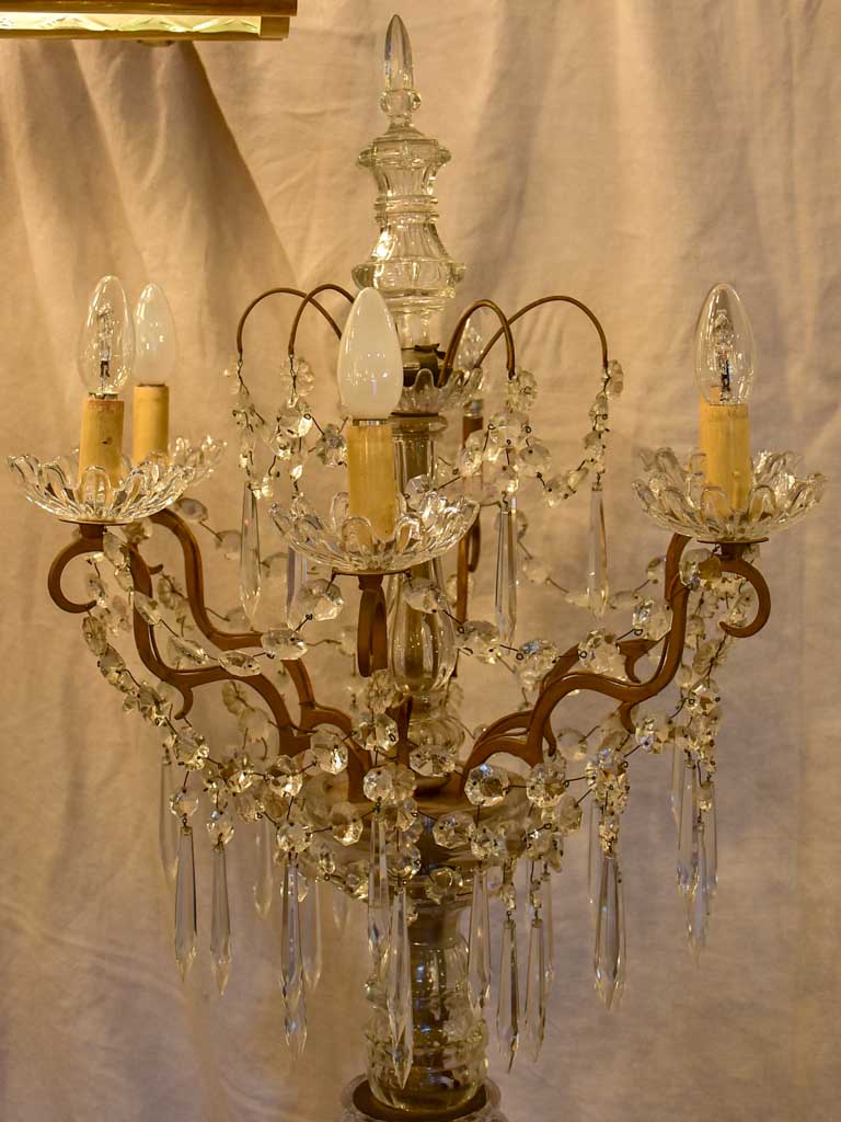Late 19th Century crystal and bronze floor lamp 72¾"