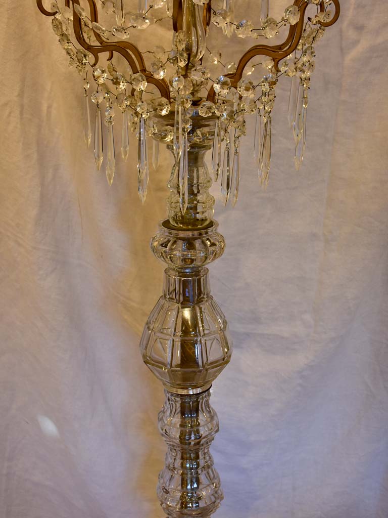 Late 19th Century crystal and bronze floor lamp 72¾"
