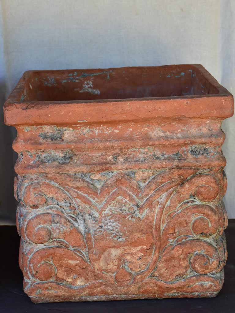 Pair of large antique French terracotta planters from the French Riviera 16½"