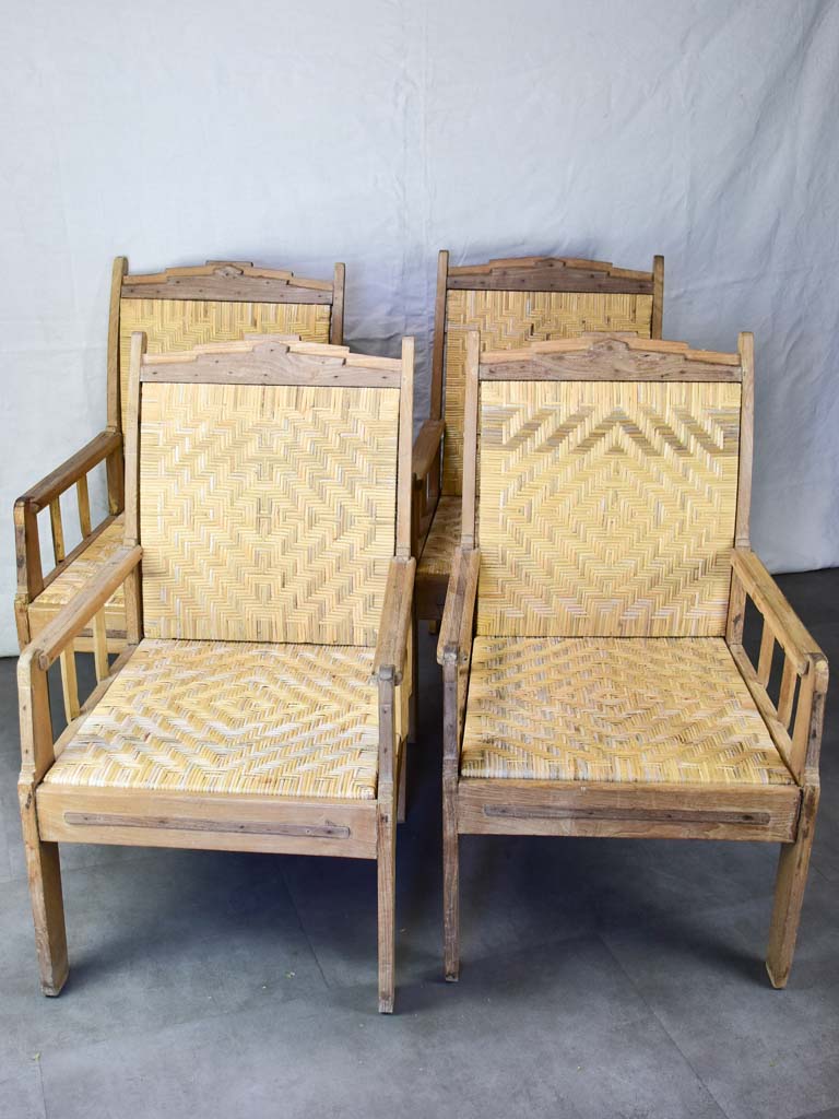 Set of four 1940's Colonial armchairs