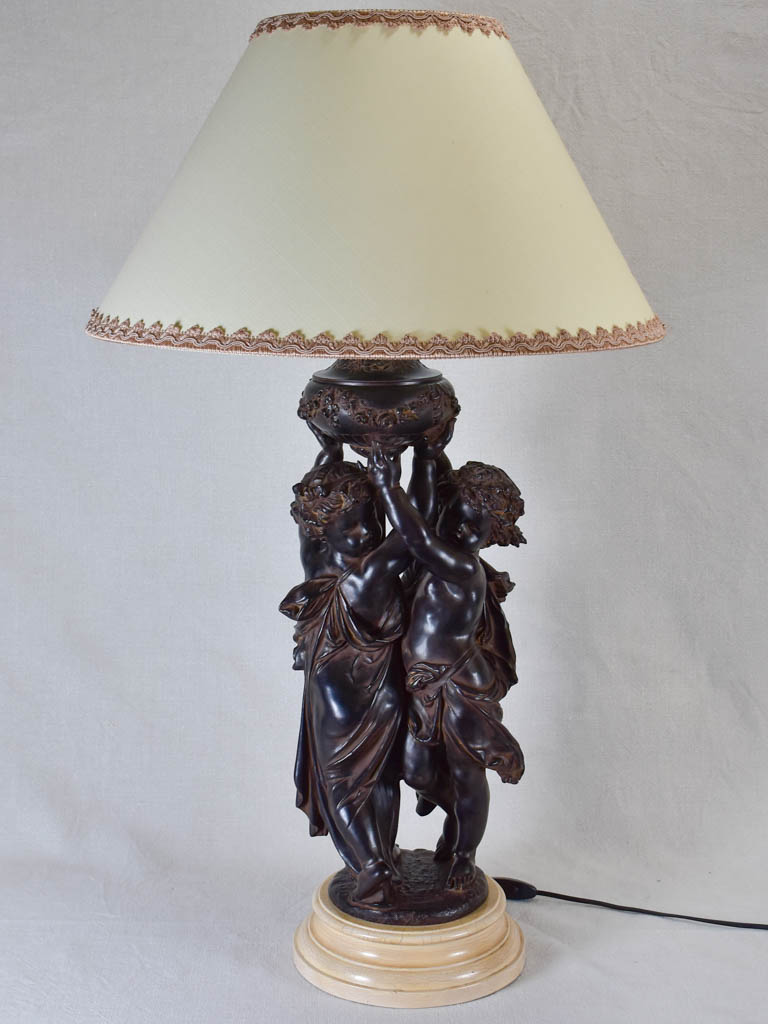 Large vintage lamp with cherubs - 1970s 37½"