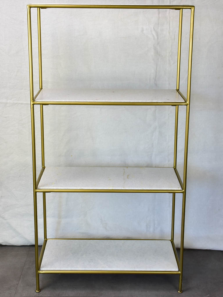 1970's four-tier display stand - marble and metal 45¼" x 11½" x 23¾"