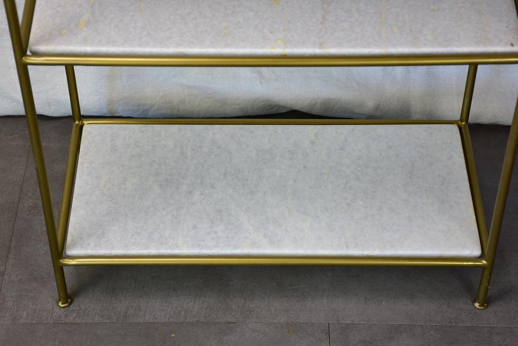 1970's four-tier display stand - marble and metal 45¼" x 11½" x 23¾"