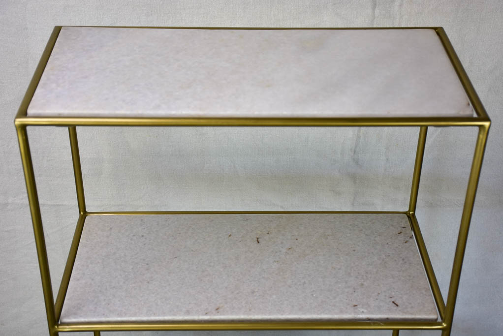1970's four-tier display stand - marble and metal 45¼" x 11½" x 23¾"