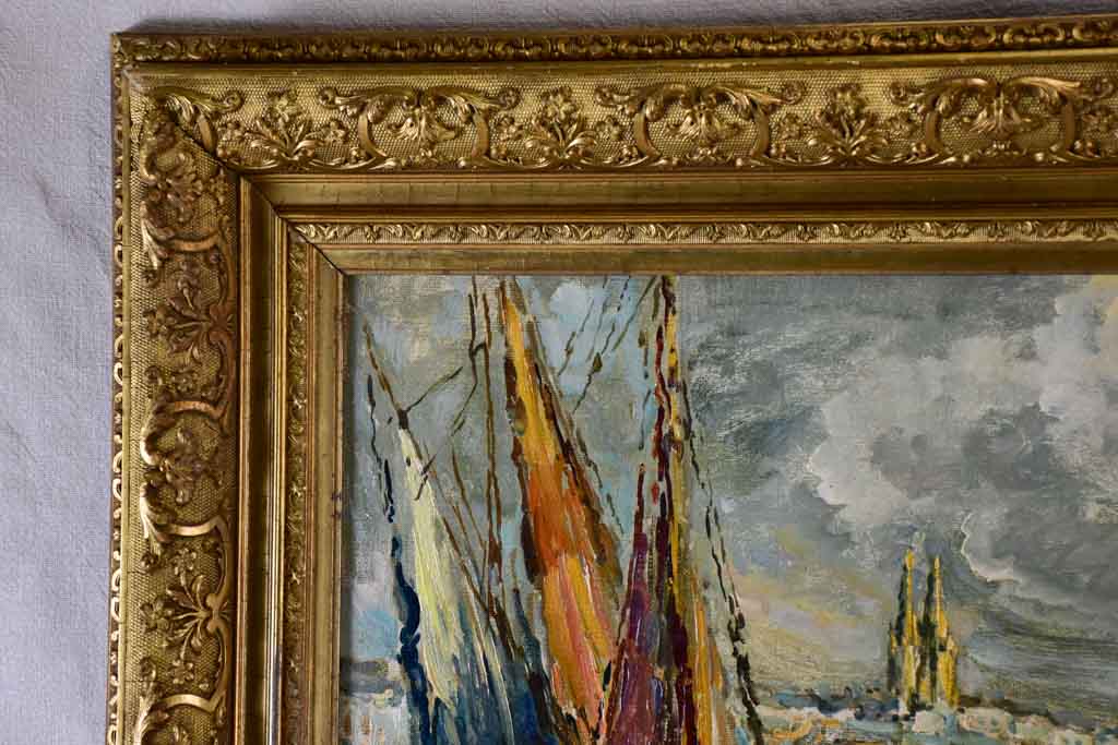 Early 20th century sea port in Normandy - Anonymous 26¾" x 32¾"