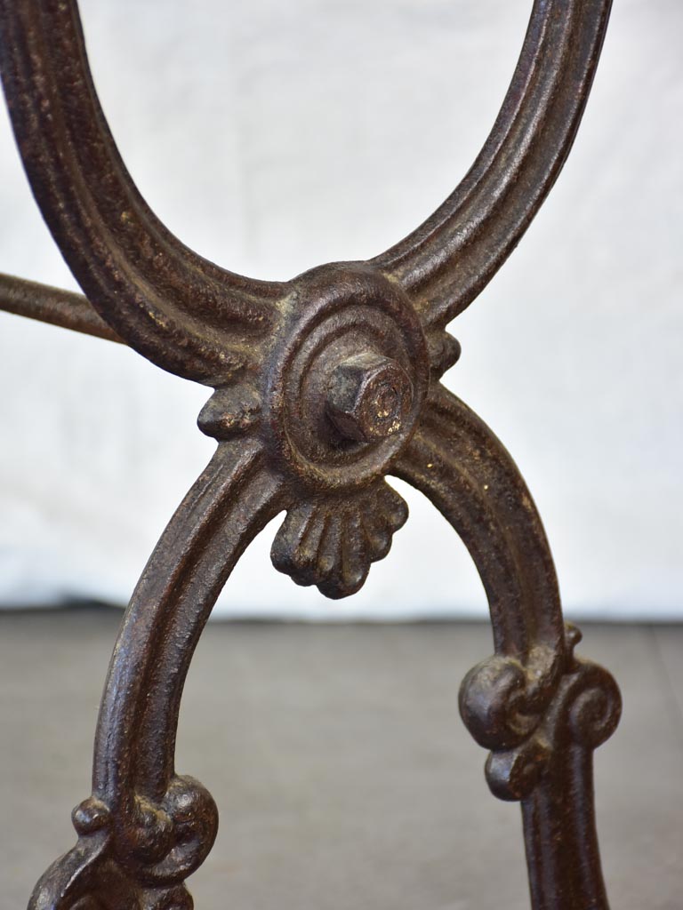 Late nineteenth century French marble presentation table with cast iron base 23¾" x 40½"