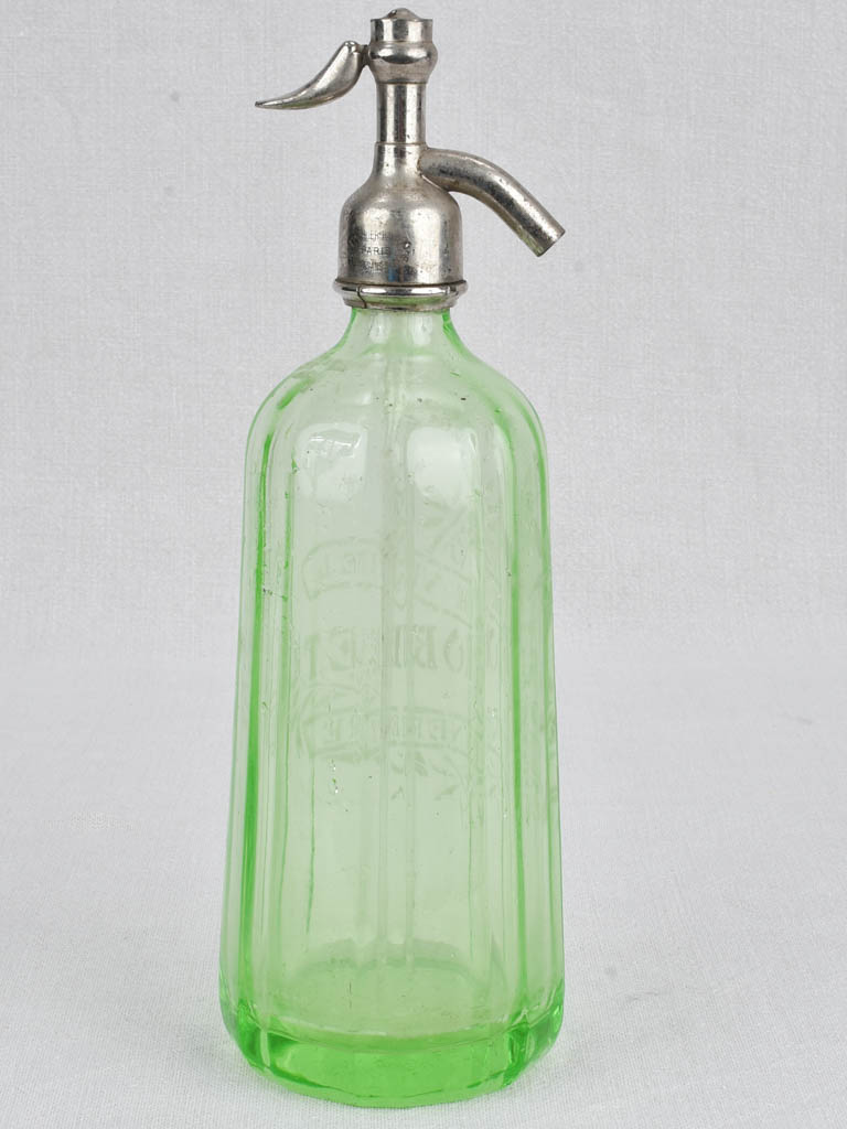 Early 20th century uranium glass bistro Seltzer bottle 12¼"