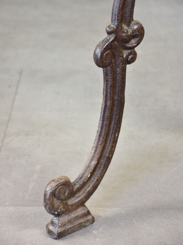 Late nineteenth century French marble presentation table with cast iron base 23¾" x 40½"