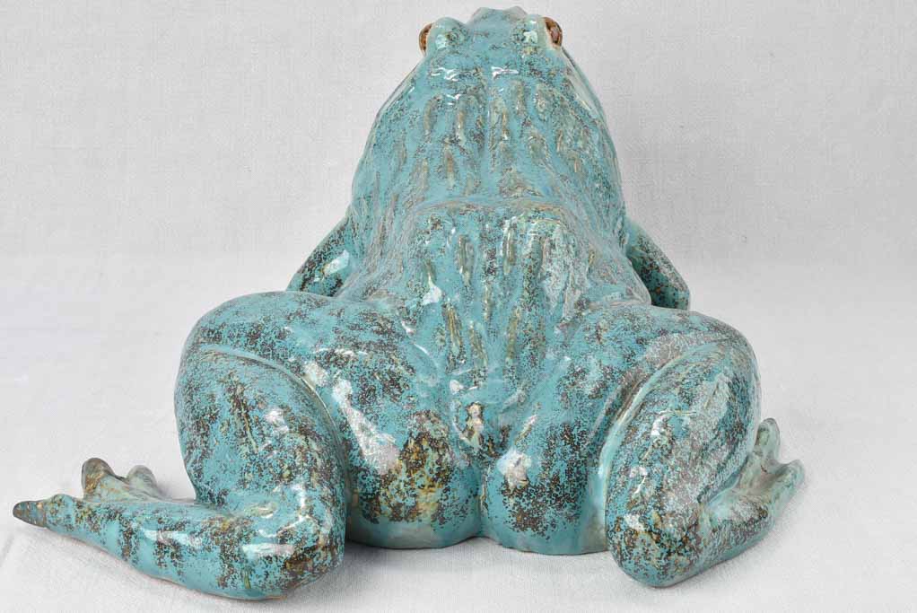 Large vintage sculpture of a frog w/ blue patina 22¾"