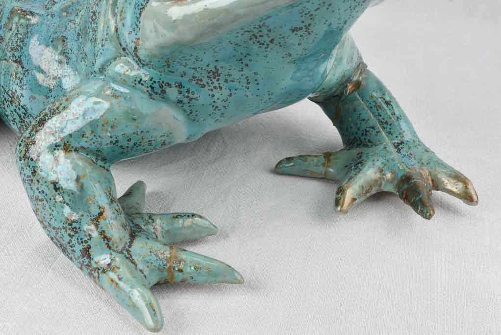 Large vintage sculpture of a frog w/ blue patina 22¾"