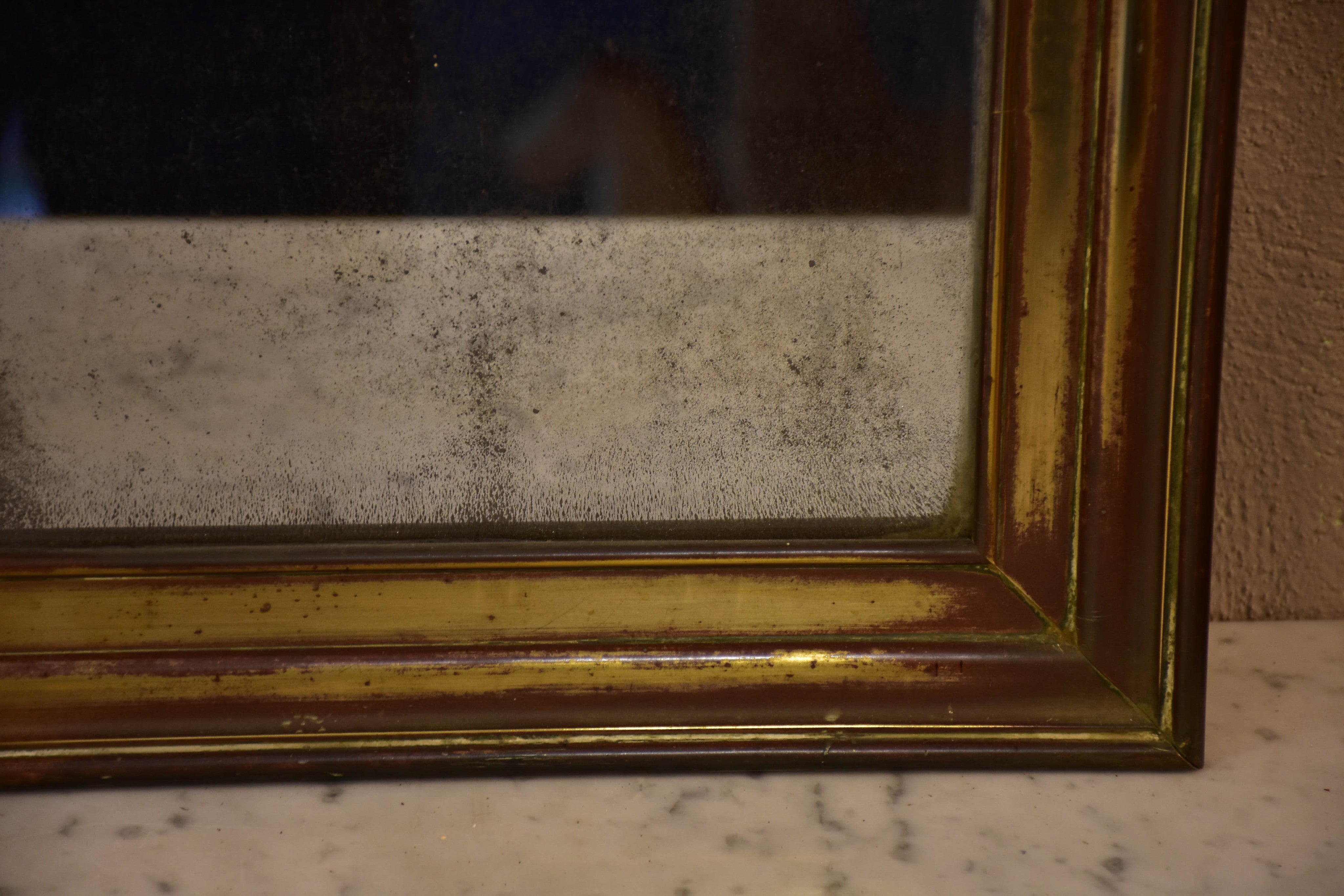 Antique French bistro mirror with brass frame