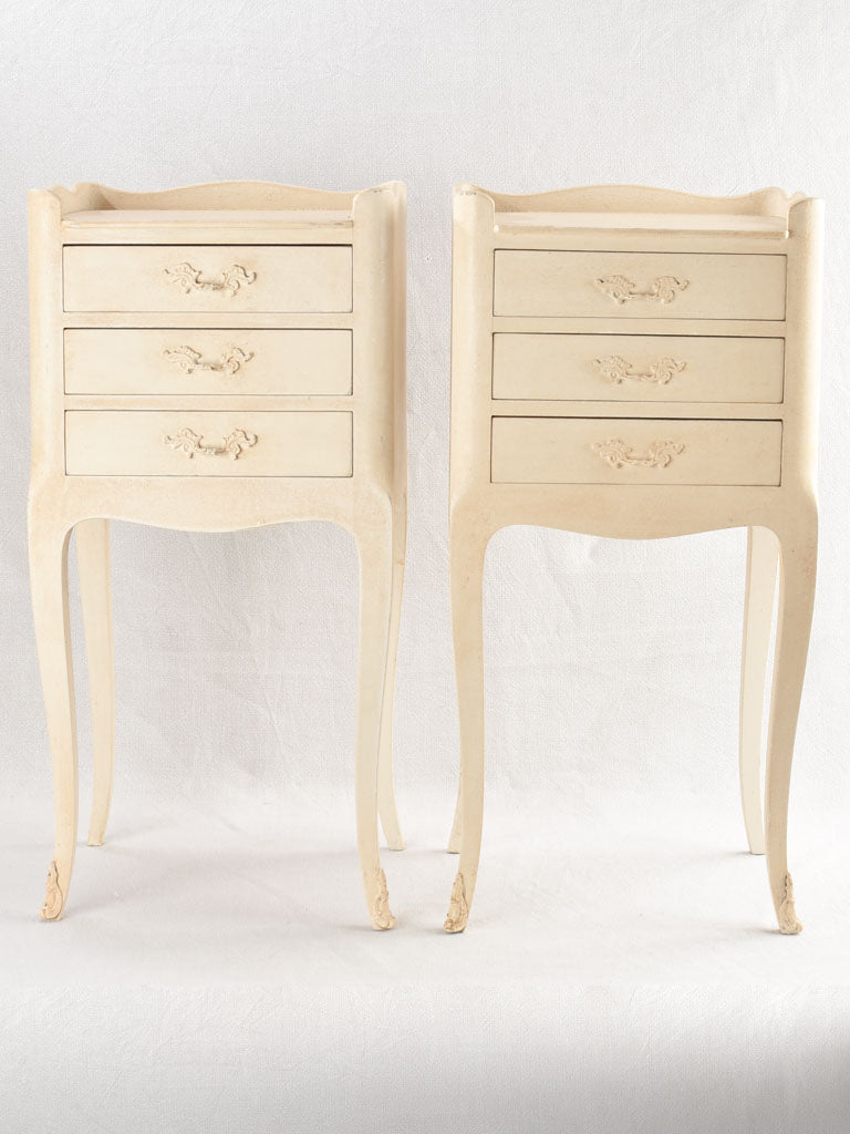 Pair of vintage nightstands with white patina