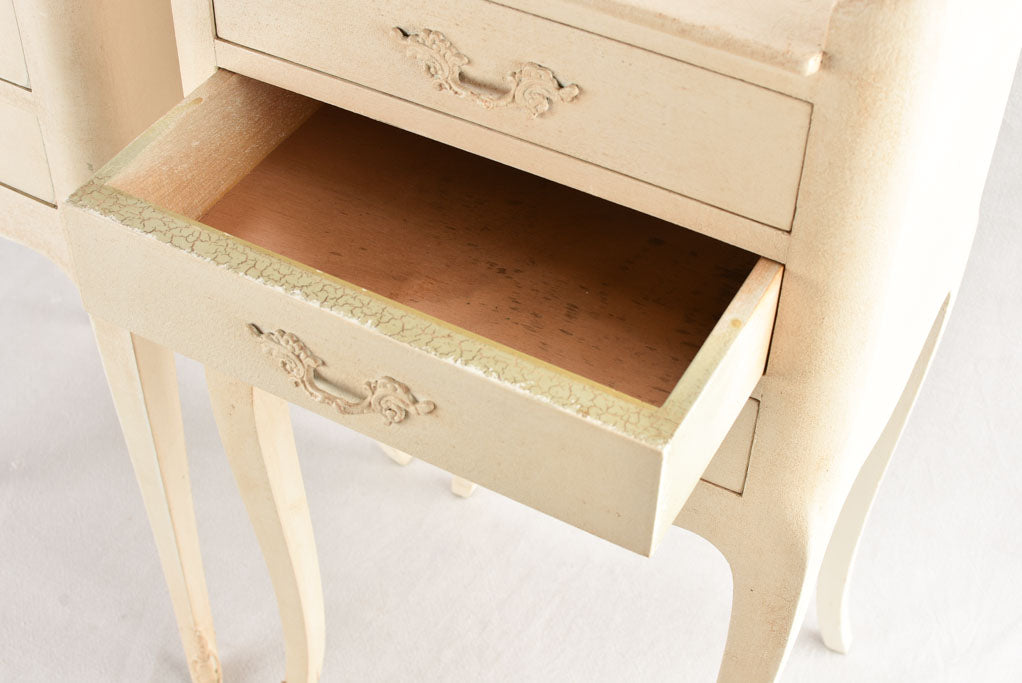 Pair of vintage nightstands with white patina