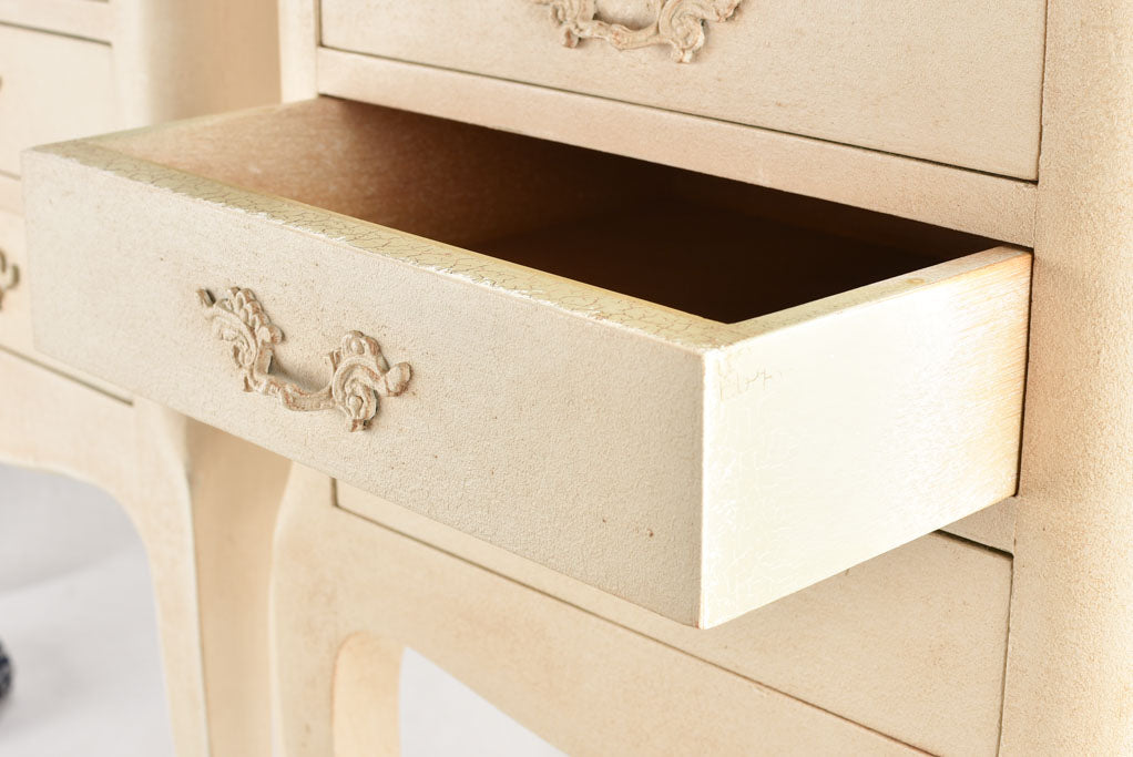 Pair of vintage nightstands with white patina