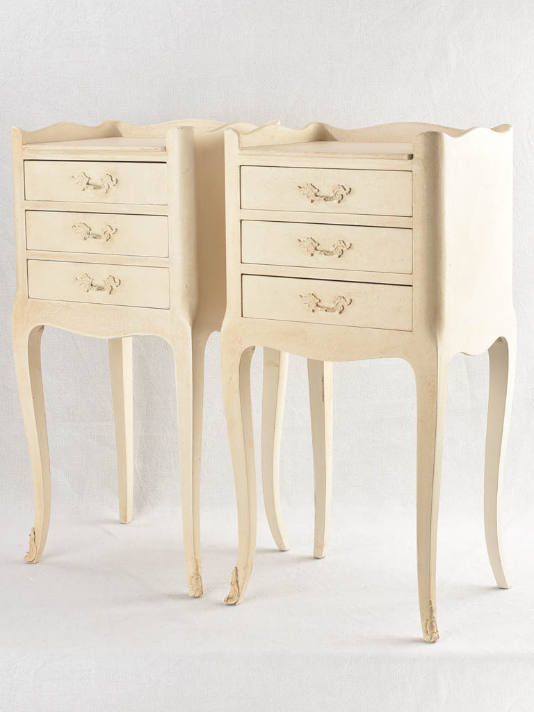 Pair of vintage nightstands with white patina