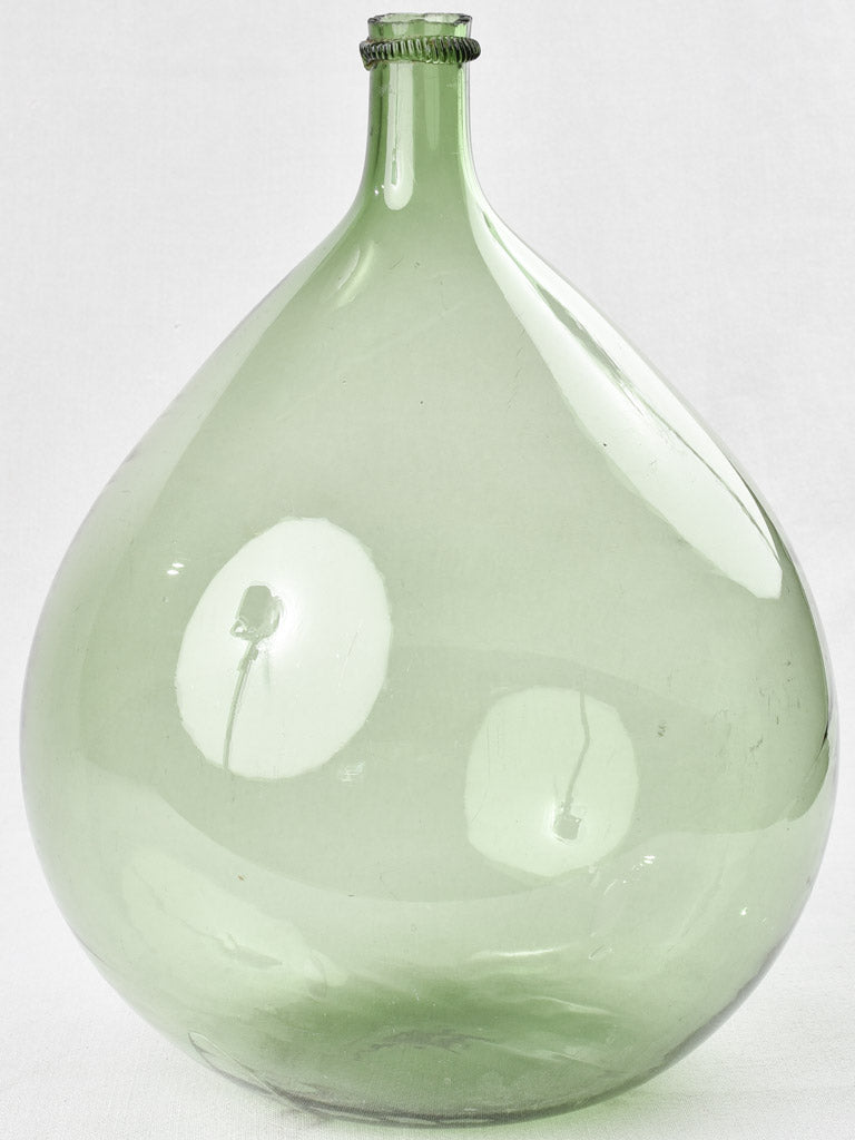 Antique French demijohn bottle, green 17¼"