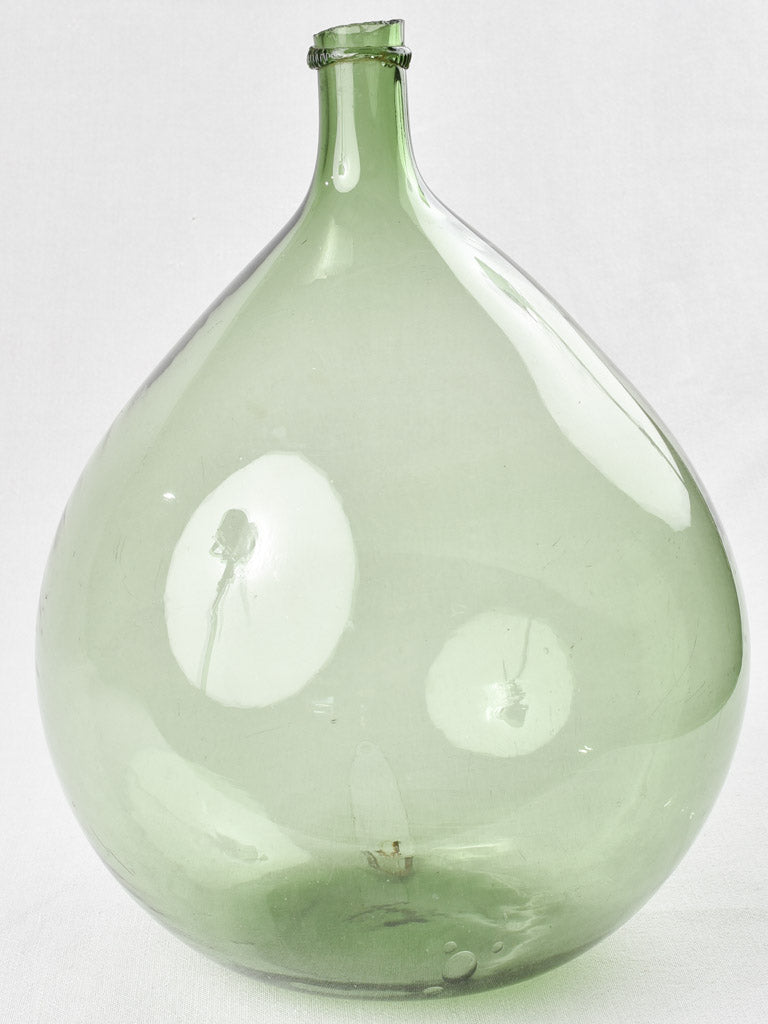 Antique French demijohn bottle, green 17¼"