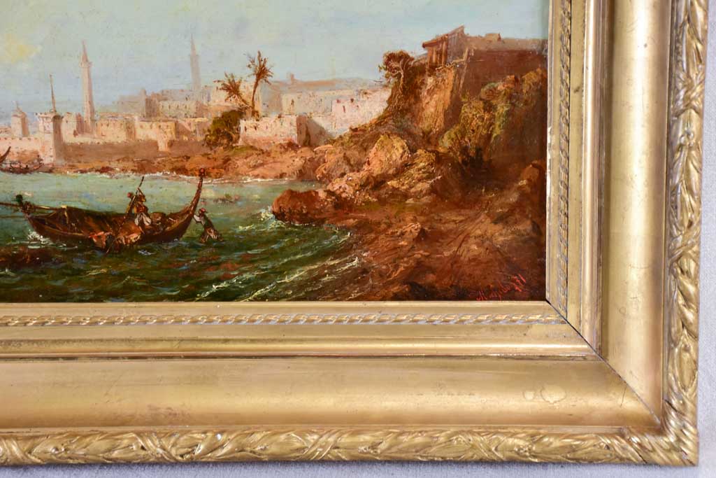 Orientalist painting by Michellon - oil on canvas 1871 - 19¼" x 28"