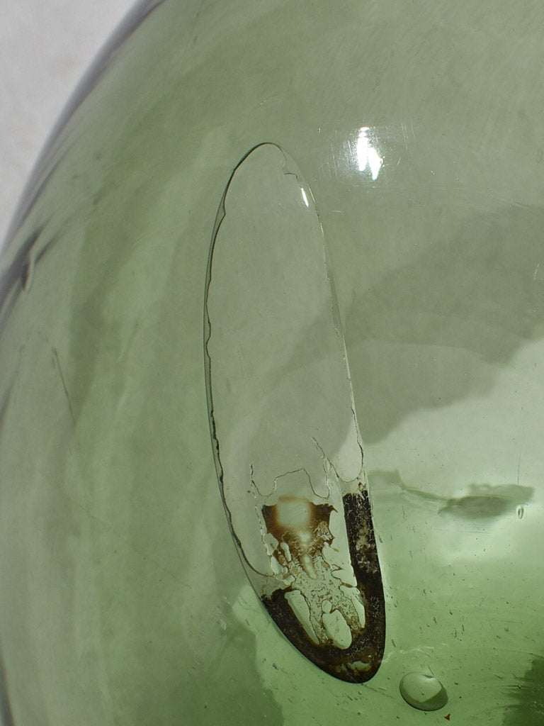 Antique French demijohn bottle, green 17¼"
