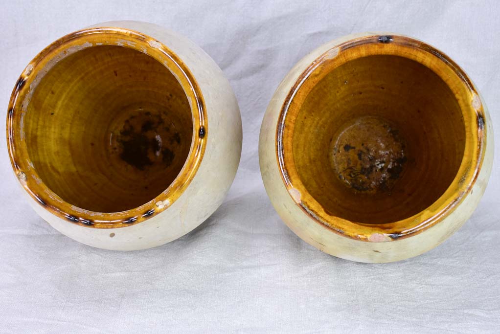 Collection of five antique French confit pots from Castelnaudary