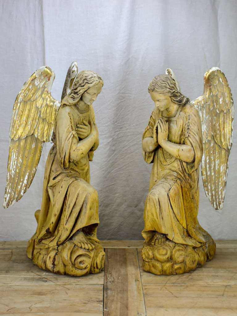 Pair of early 19th Century carved sculptures of angels