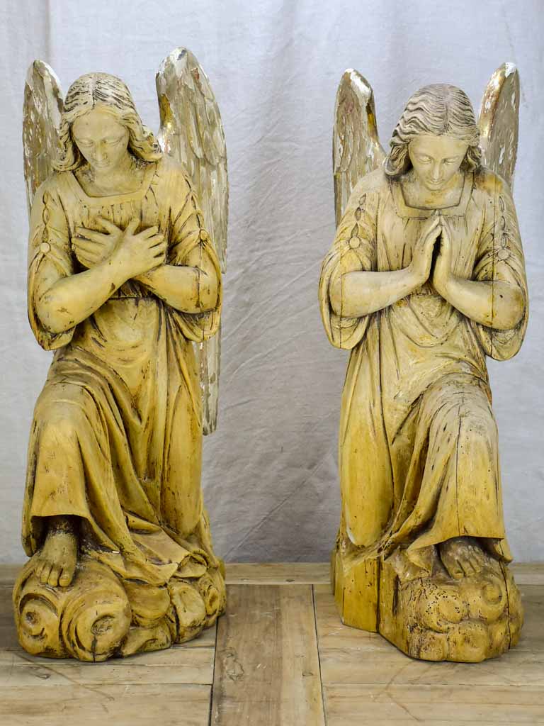 Pair of early 19th Century carved sculptures of angels