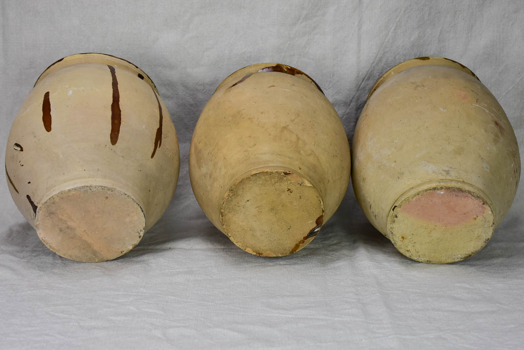 Collection of five antique French confit pots from Castelnaudary