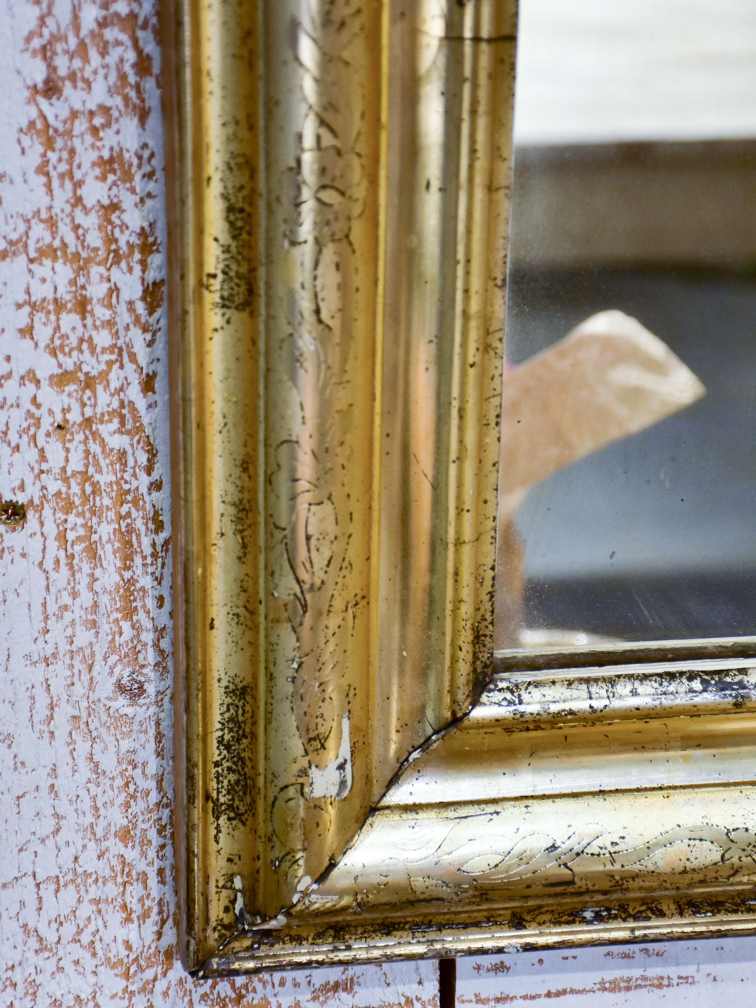 19th century Louis Philippe mirror with gold / silver frame